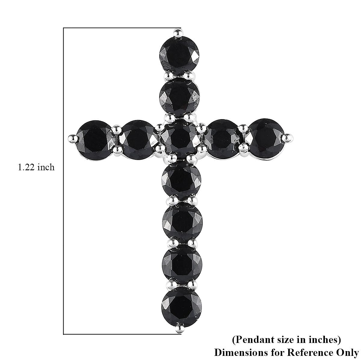 Simulated Black Diamond Cross Pendant in Sterling Silver image number 5