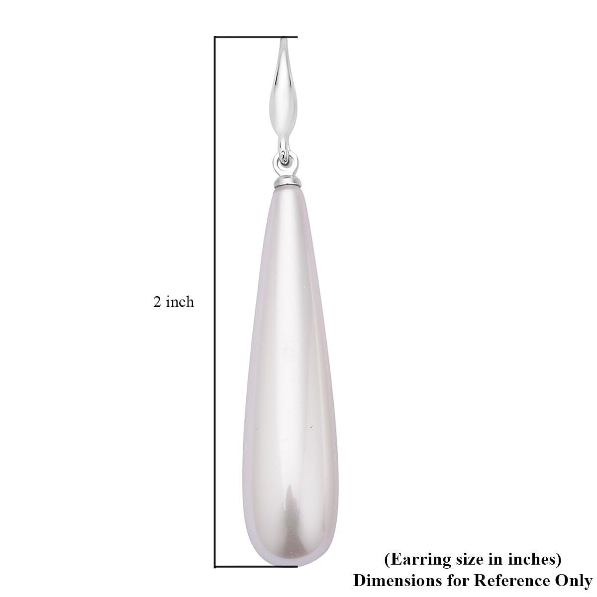 White Shell Pearl Drop Earrings in Rhodium Over Sterling Silver