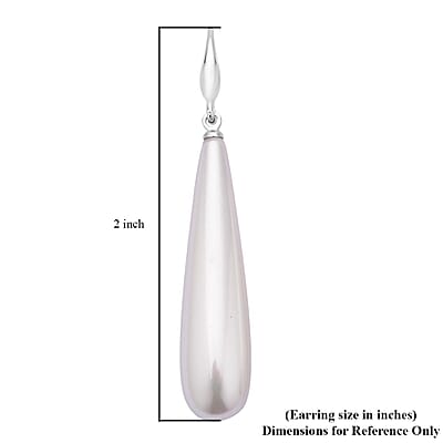 White Shell Pearl Drop Earrings in Rhodium Over Sterling Silver