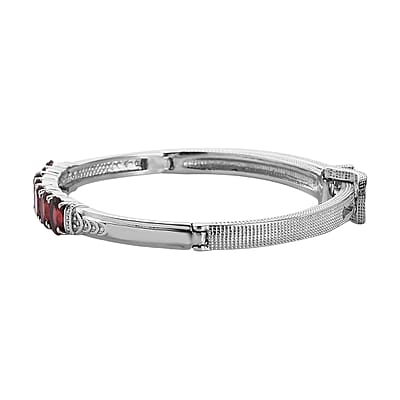 Mozambique Garnet Bangle Bracelet in Stainless Steel (6.50 In) 6.25 ctw , Tarnish-Free, Waterproof, Sweat Proof Jewelry