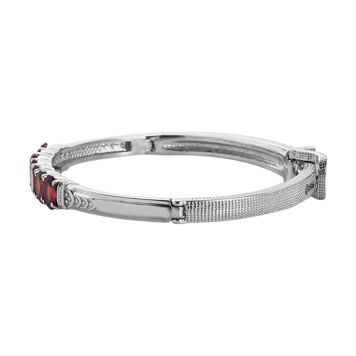 Mozambique Garnet Bangle Bracelet in Stainless Steel (6.50 In) 6.25 ctw , Tarnish-Free, Waterproof, Sweat Proof Jewelry image number 3