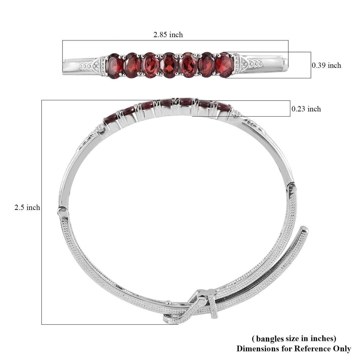 Mozambique Garnet Bangle Bracelet in Stainless Steel (6.50 In) 6.25 ctw , Tarnish-Free, Waterproof, Sweat Proof Jewelry image number 5