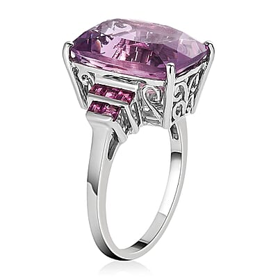 Rose De France Amethyst and Orissa Rhodolite Garnet Ring in Platinum Over Sterling Silver (Size 10.0) 14.60 ctw
