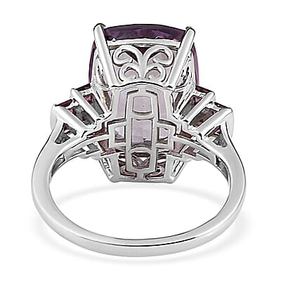 Rose De France Amethyst and Orissa Rhodolite Garnet Ring in Platinum Over Sterling Silver (Size 10.0) 14.60 ctw