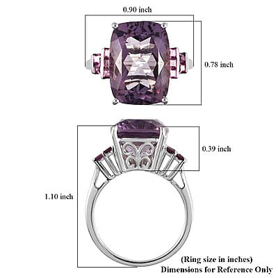 Rose De France Amethyst and Orissa Rhodolite Garnet Ring in Platinum Over Sterling Silver (Size 10.0) 14.60 ctw
