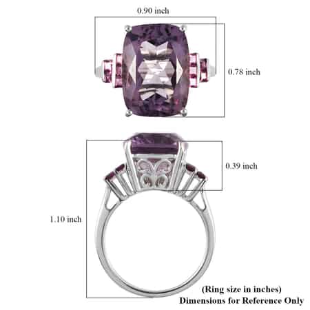 Rose De France Amethyst and Orissa Rhodolite Garnet Ring in Platinum Over Sterling Silver (Size 10.0) 14.60 ctw image number 5