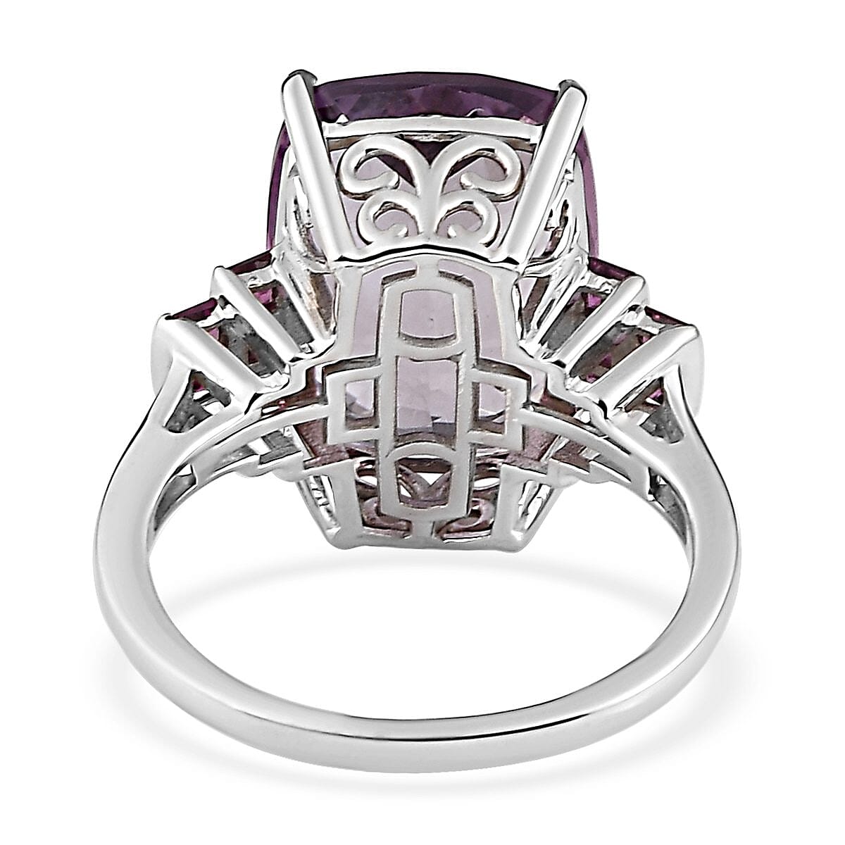 Rose De France Amethyst and Orissa Rhodolite Garnet Ring in Platinum Over Sterling Silver (Size 6.0) 14.60 ctw