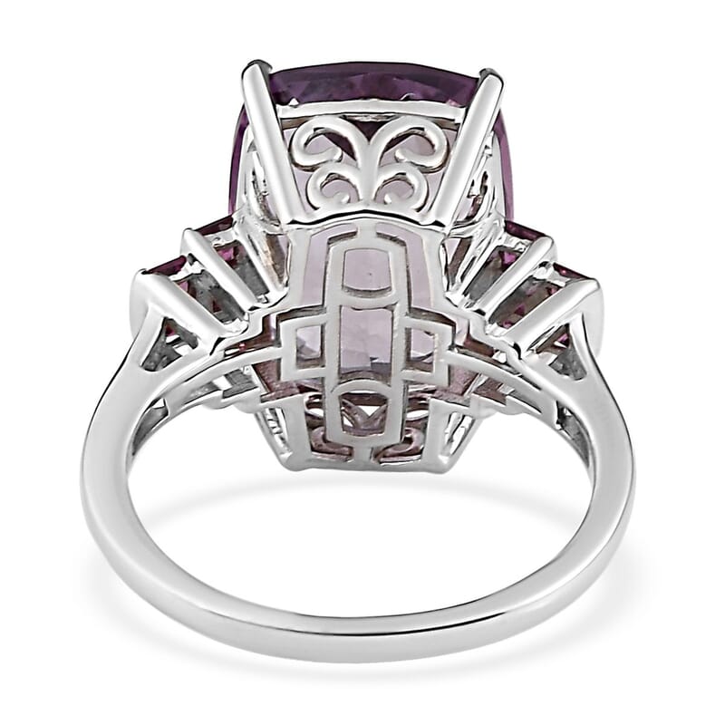 Rose De France Amethyst and Orissa Rhodolite Garnet Ring in Platinum Over Sterling Silver (Size 6.0) 14.60 ctw