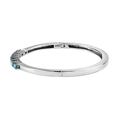 Madagascar Paraiba Apatite Bangle Bracelet in Stainless Steel (6.50 In) 1.65 ctw