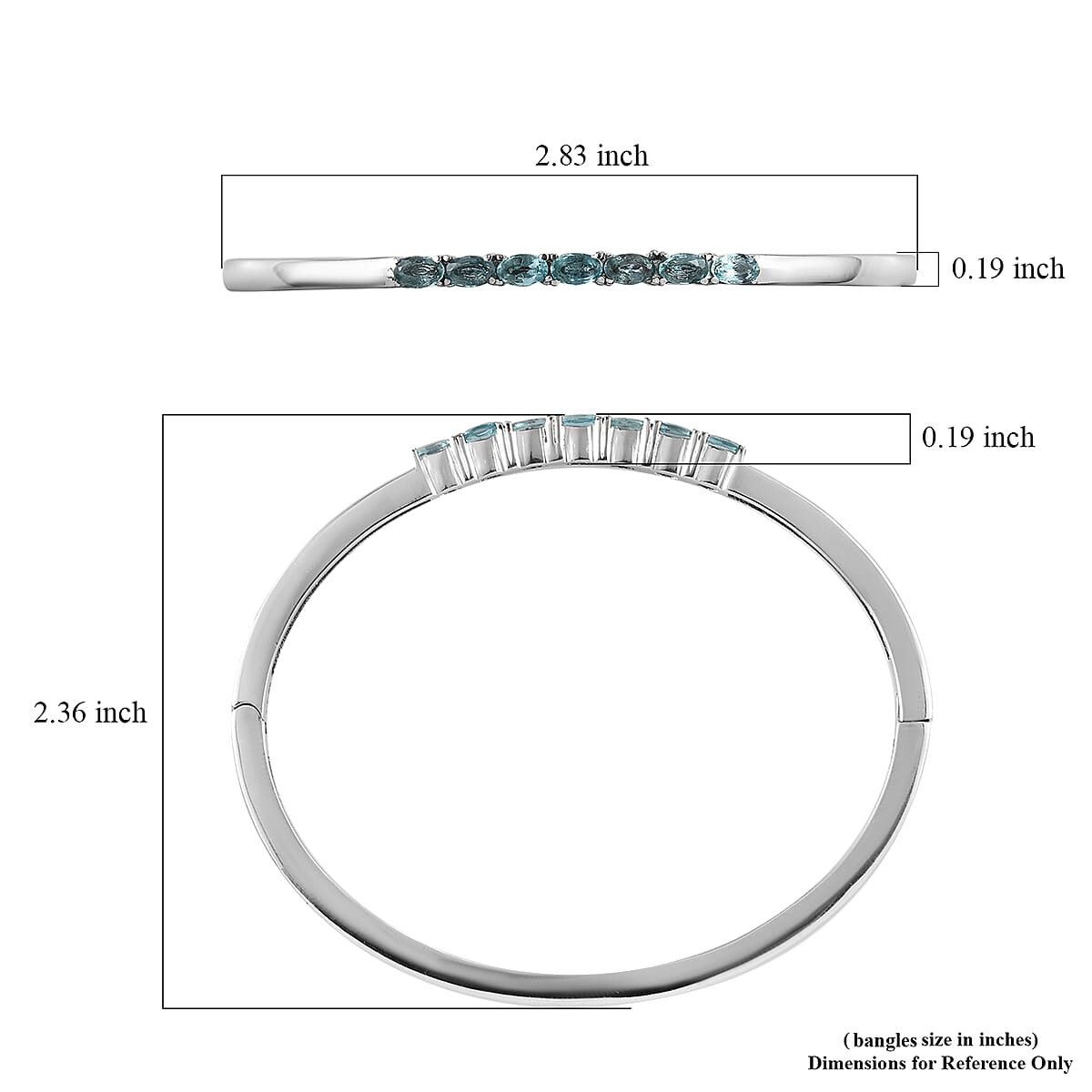 Madagascar Paraiba Apatite Bangle Bracelet in Stainless Steel (6.50 In) 1.65 ctw image number 5