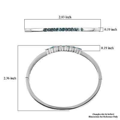 Madagascar Paraiba Apatite Bangle Bracelet in Stainless Steel (6.50 In) 1.65 ctw