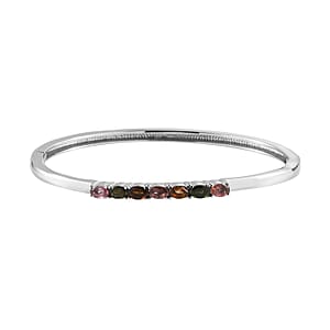 Multi-Tourmaline Bangle Bracelet in Stainless Steel (8.00 In) 1.60 ctw