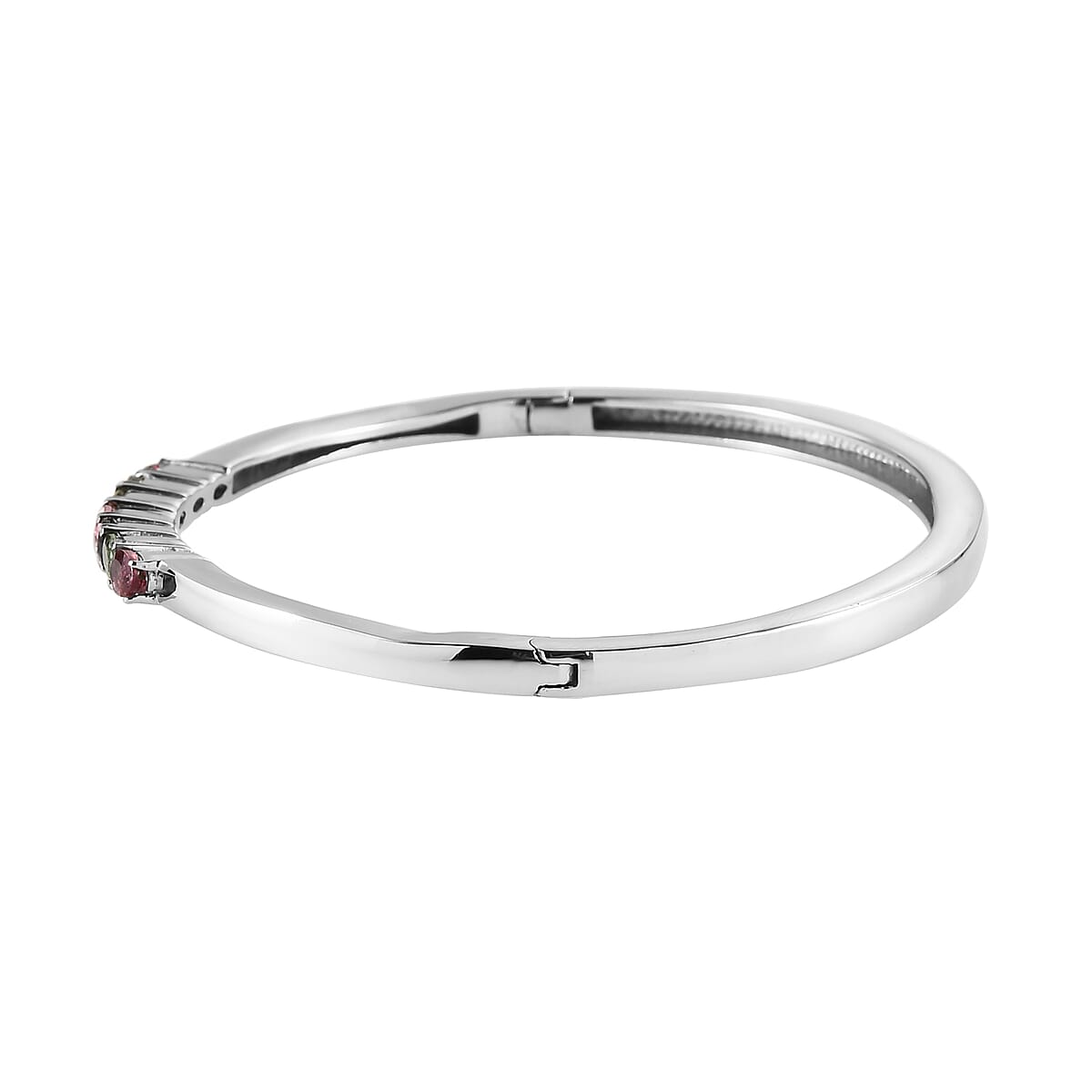 Multi-Tourmaline Bangle Bracelet in Stainless Steel (8.00 In) 1.60 ctw image number 3