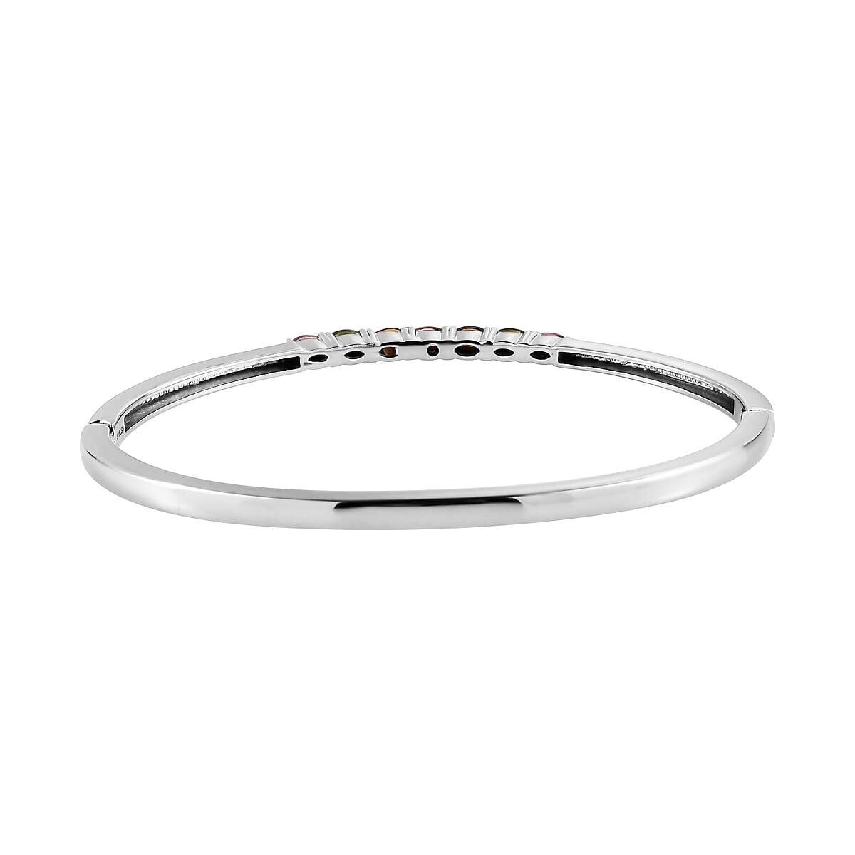 Multi-Tourmaline Bangle Bracelet in Stainless Steel (8.00 In) 1.60 ctw image number 4