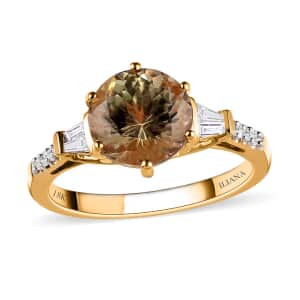 Iliana 18K Yellow Gold 100 Facet AAA Turkizite and G-H SI Diamond Ring (Size 7.0) 2.35 ctw