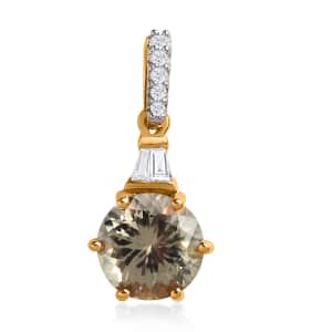 Iliana 18K Yellow Gold 100 Facet AAA Turkizite and G-H SI Diamond Pendant 2.25 ctw