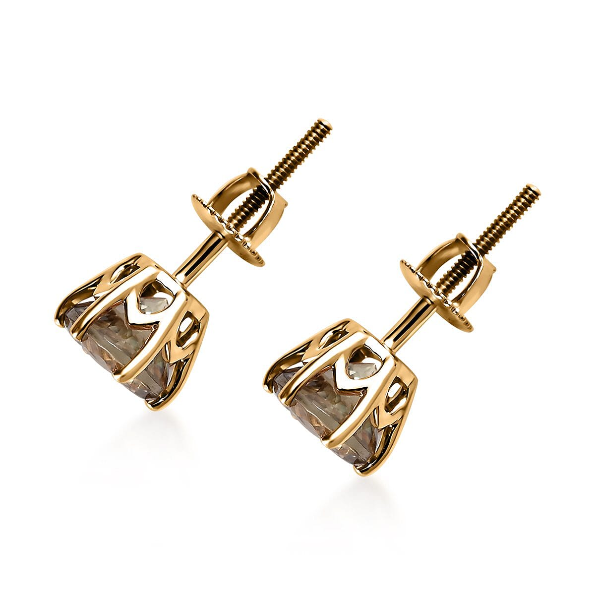 Iliana 18K Yellow Gold 100 Facet AAA Turkizite Solitaire Stud Earrings 2.00 ctw image number 3
