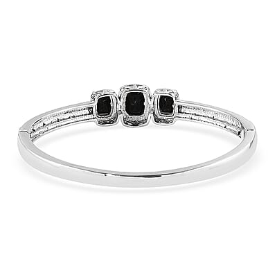 Thai Black Spinel Bangle Bracelet in Stainless Steel (7.25 In) 8.15 ctw , Tarnish-Free, Waterproof, Sweat Proof Jewelry