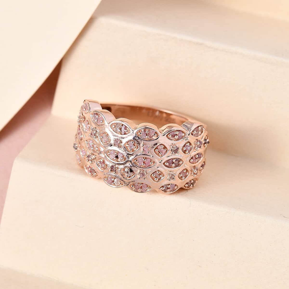 Uncut Natural Pink Diamond Ring in Vermeil Rose Gold Over Sterling Silver (Size 9.0) 0.25 ctw image number 1
