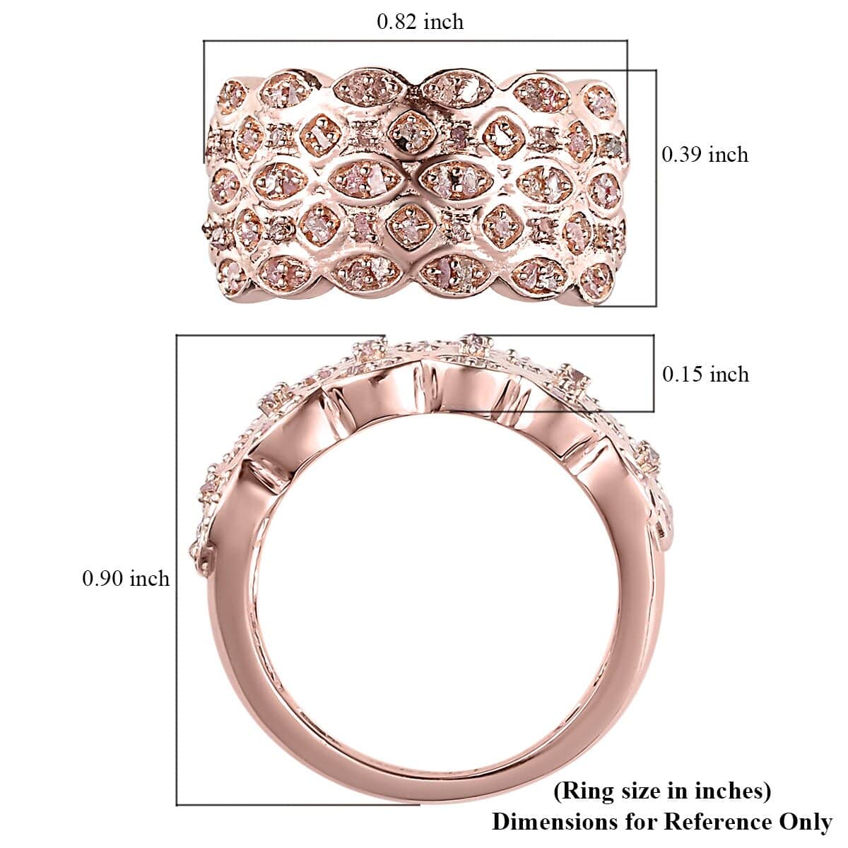 Uncut Natural Pink Diamond Ring in Vermeil Rose Gold Over Sterling Silver (Size 9.0) 0.25 ctw image number 5