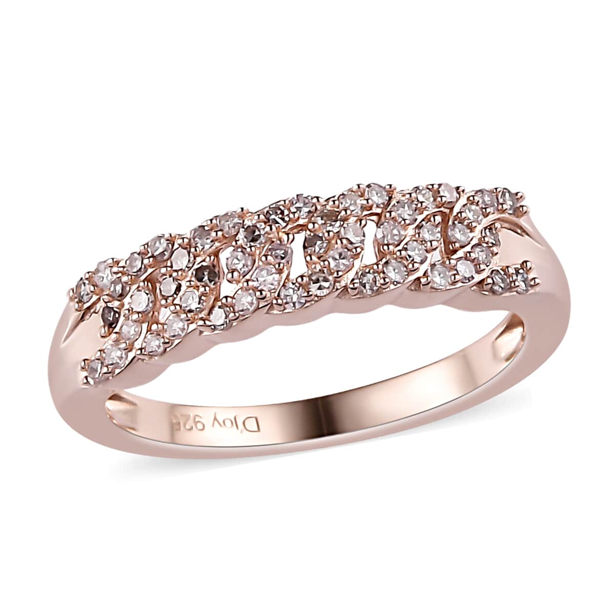 Natural Pink Diamond Band Ring in Vermeil Rose Gold Over Sterling Silver 0.25 ctw image number 0