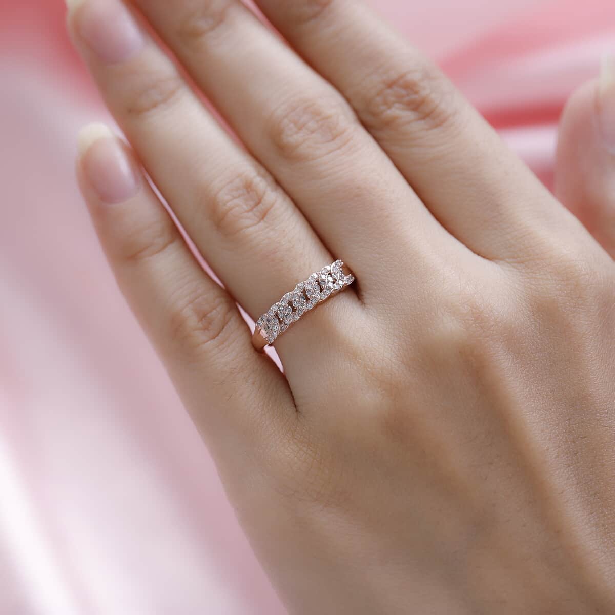 Natural Pink Diamond Band Ring in Vermeil Rose Gold Over Sterling Silver 0.25 ctw image number 2