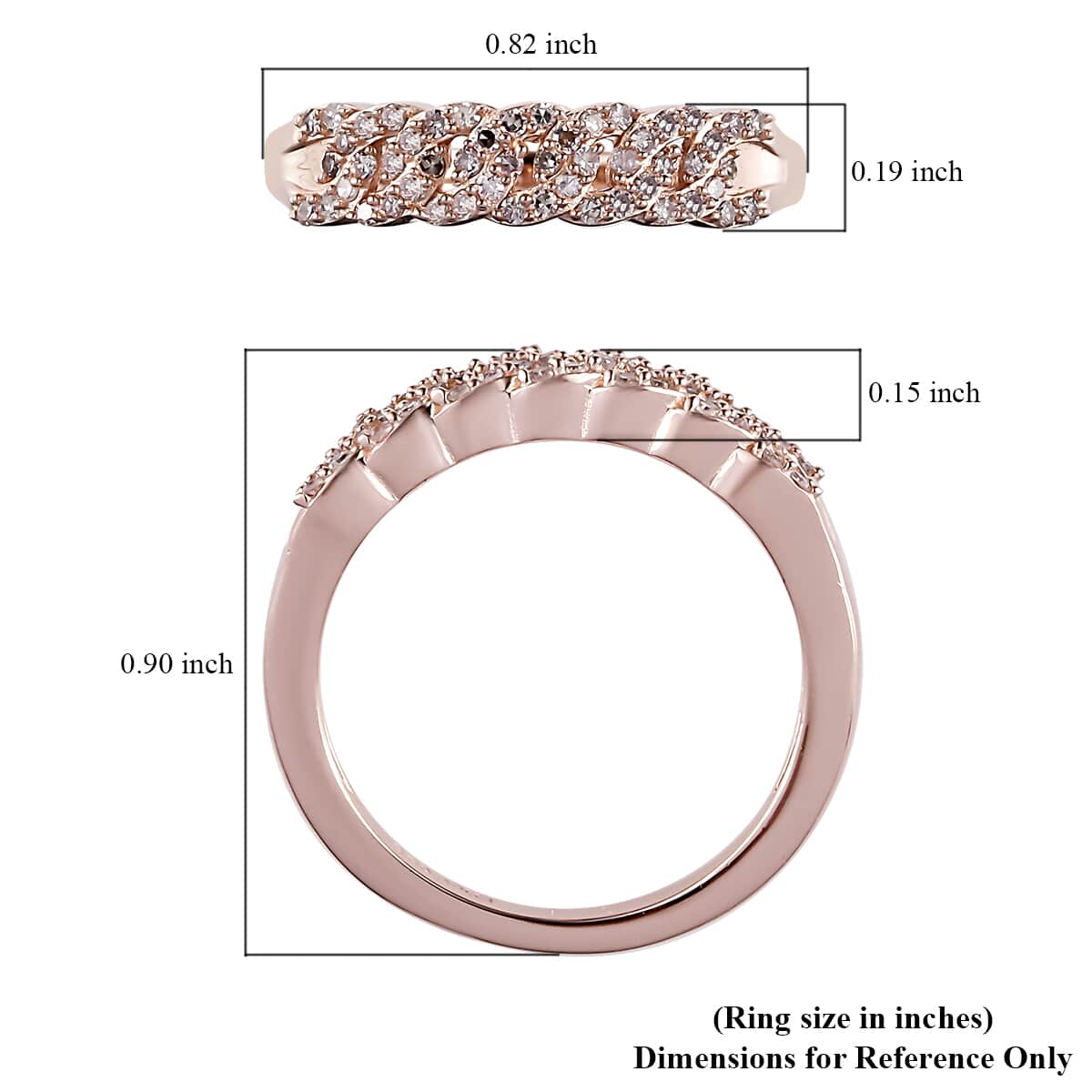 Natural Pink Diamond Band Ring in Vermeil Rose Gold Over Sterling Silver 0.25 ctw image number 5