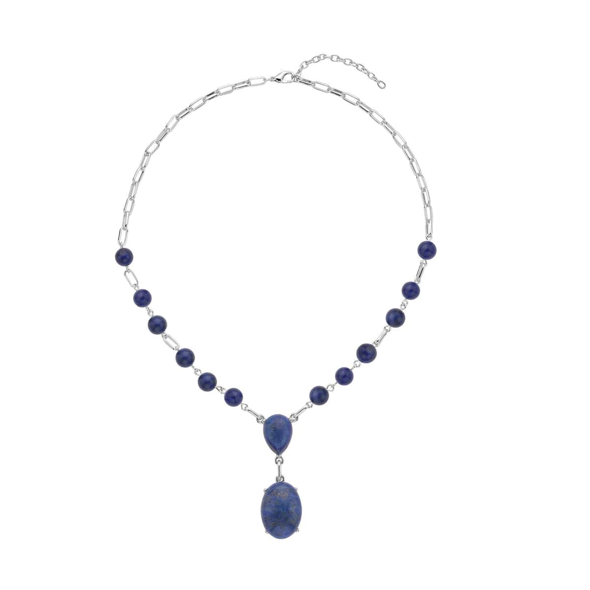 Lapis Lazuli Necklace 18-20 Inches in Silvertone 70.00 ctw image number 0