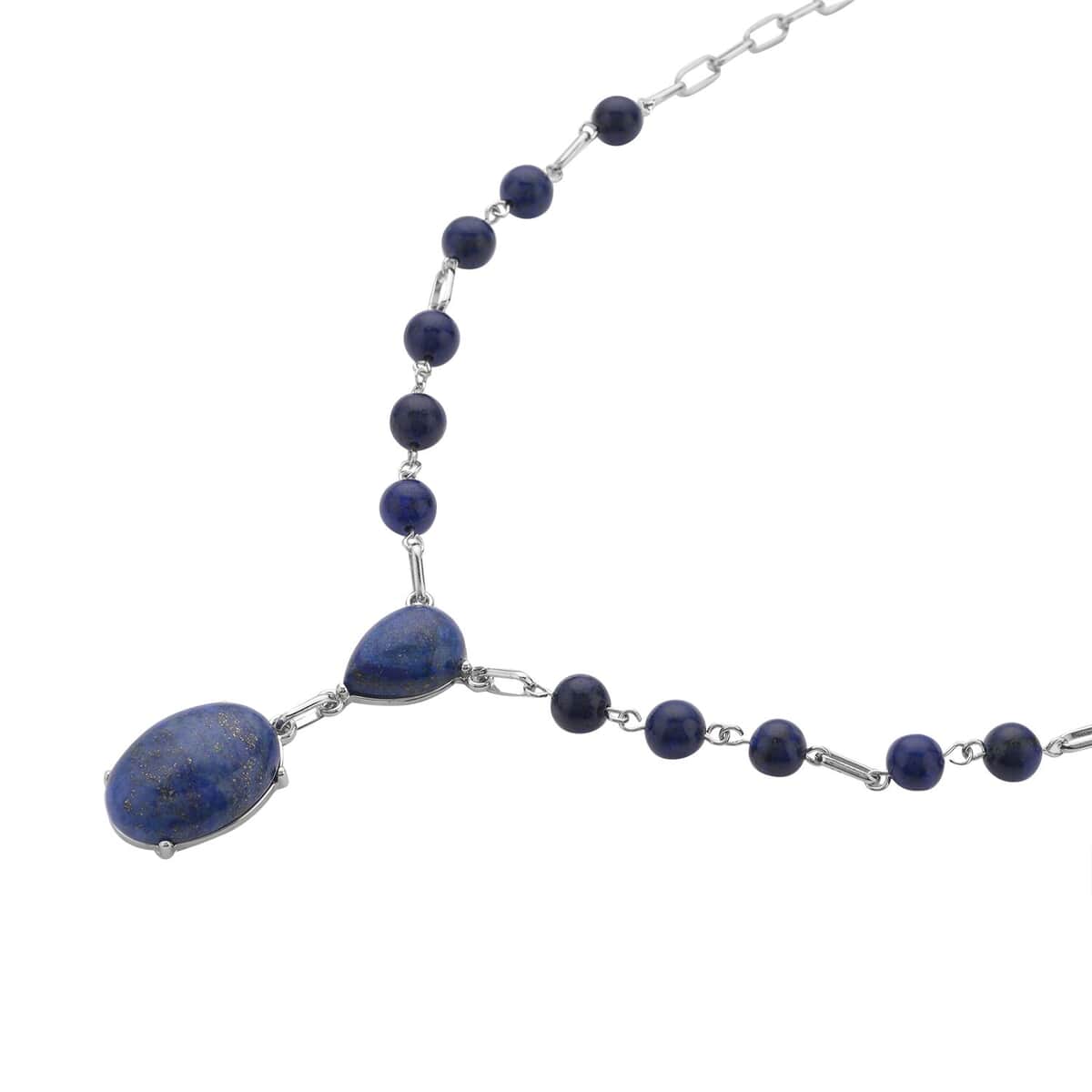 Lapis Lazuli Necklace 18-20 Inches in Silvertone 70.00 ctw image number 2