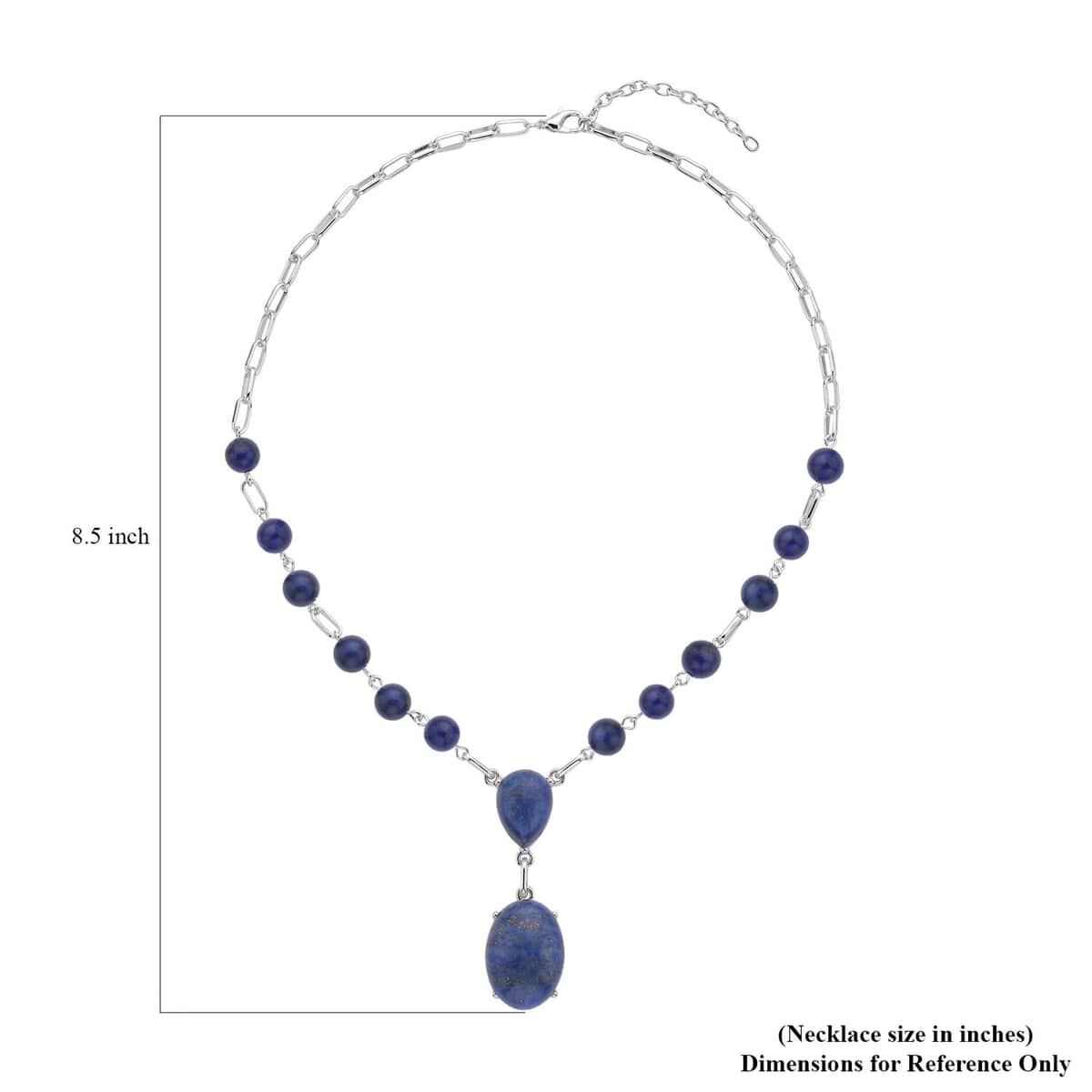 Lapis Lazuli Necklace 18-20 Inches in Silvertone 70.00 ctw image number 3