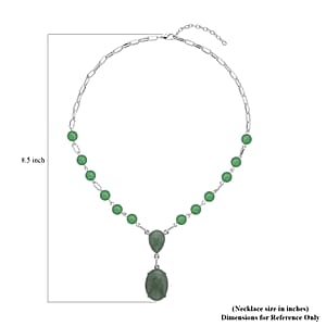 Green Aventurine 70.00 ctw Necklace in Silvertone 18-20 Inches