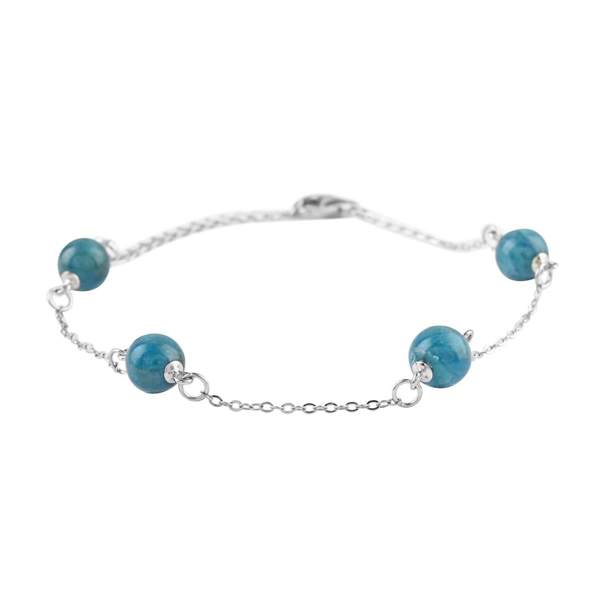 Madagascar Paraiba Apatite Station Bracelet in Rhodium Over Sterling Silver (7.50-9.0In) 18.50 ctw image number 0