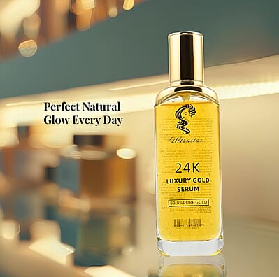 Ultrastar- 24K Luxury Gold Serum (100ML) , Face Serum , Best Anti Aging Serum , Collagen Booster Serum , Anti Wrinkle Serum