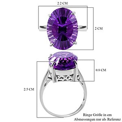Lusaka Amethyst 12.14 ctw Ring in Platinum Over Sterling Silver (Size 5.5)