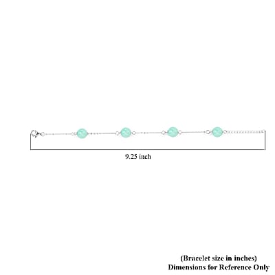 Amazonite Station Bracelet in Rhodium Over Sterling Silver (7.50-9.0In) 18.50 ctw
