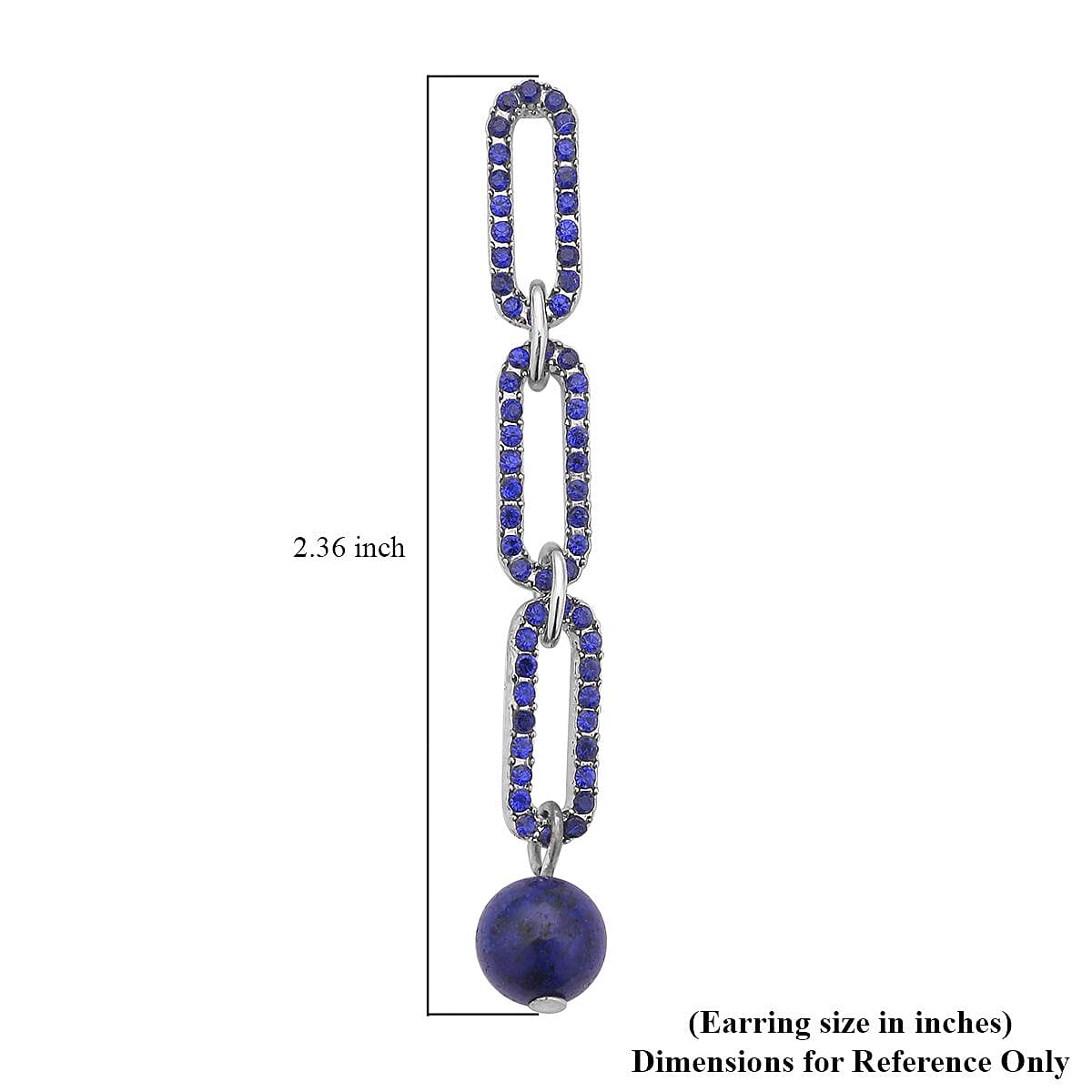 Lapis Lazuli and Pink Austrian Crystal Paper Clip Earrings in Silvertone 6.00 ctw image number 4