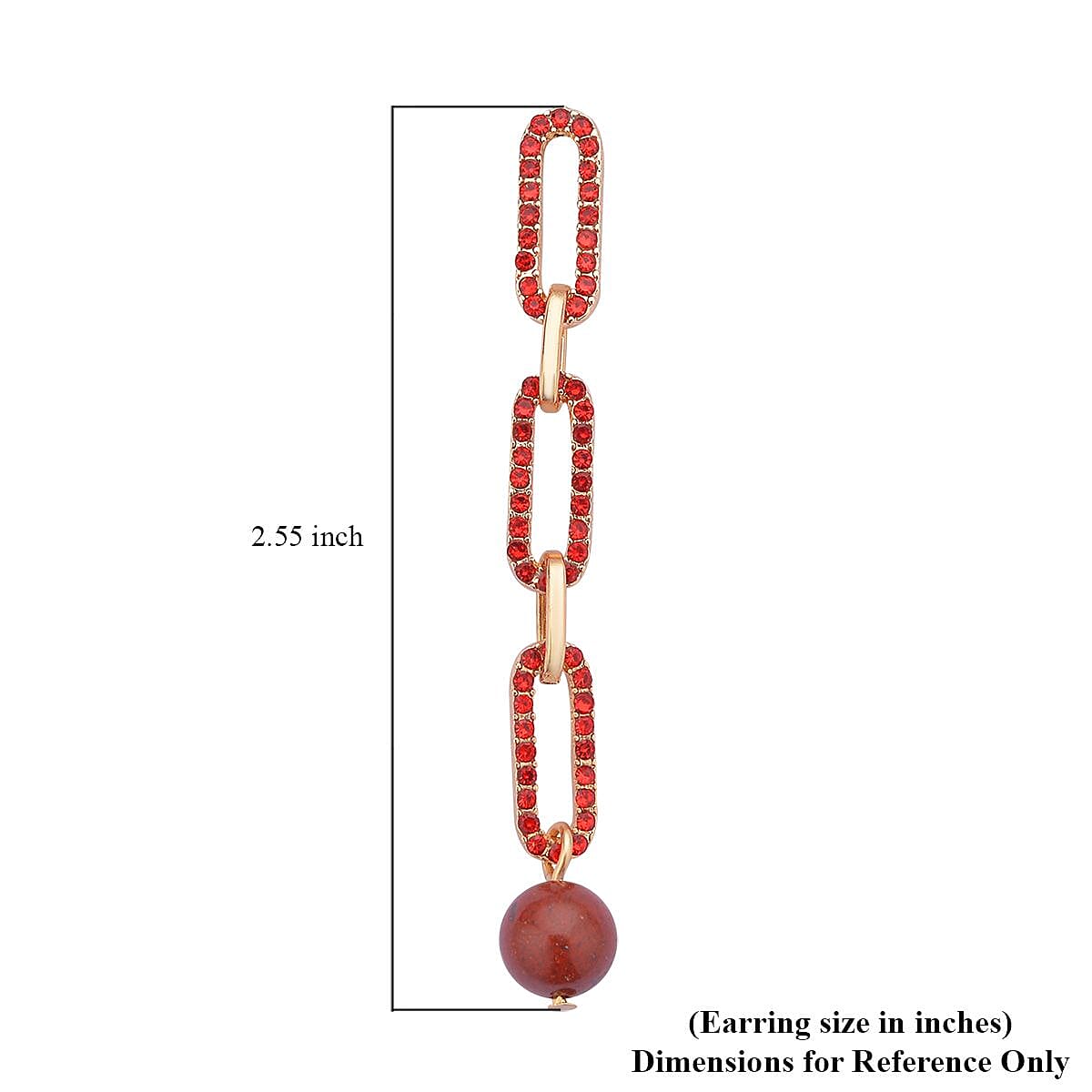 Red Jasper and Red Austrian Crystal Paper Clip Earrings in Goldtone 6.00 ctw image number 4