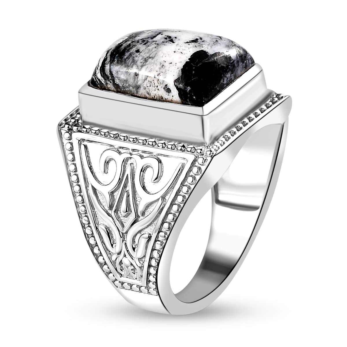 White Buffalo Men's Ring in Platinum Over Sterling Silver (Size 9.5) 8 Grams 7.50 ctw image number 3