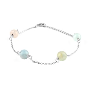 Multi Beryl Station Bracelet in Rhodium Over Sterling Silver (7.50-9.0In) 18.30 ctw