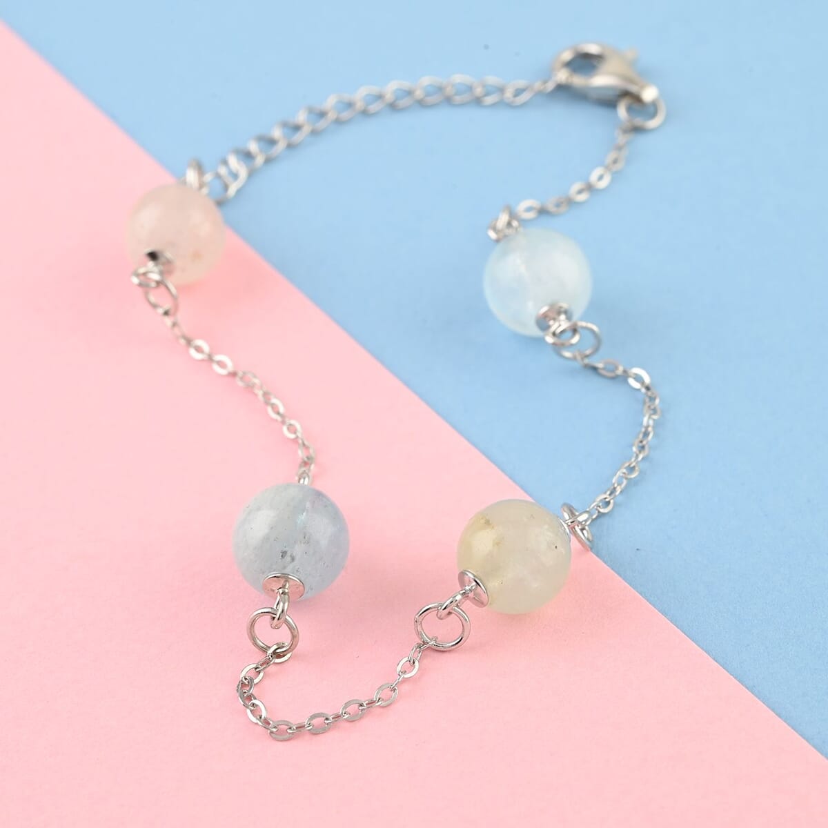 Multi Beryl Station Bracelet in Rhodium Over Sterling Silver (7.50-9.0In) 18.30 ctw image number 1