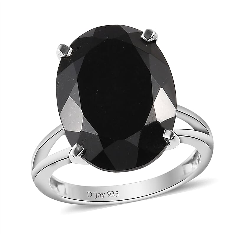 Australian Black Tourmaline Solitaire Ring in Platinum Over Sterling Silver (Size 10.0) 10.60 ctw