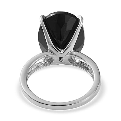 Australian Black Tourmaline Solitaire Ring in Platinum Over Sterling Silver (Size 10.0) 10.60 ctw