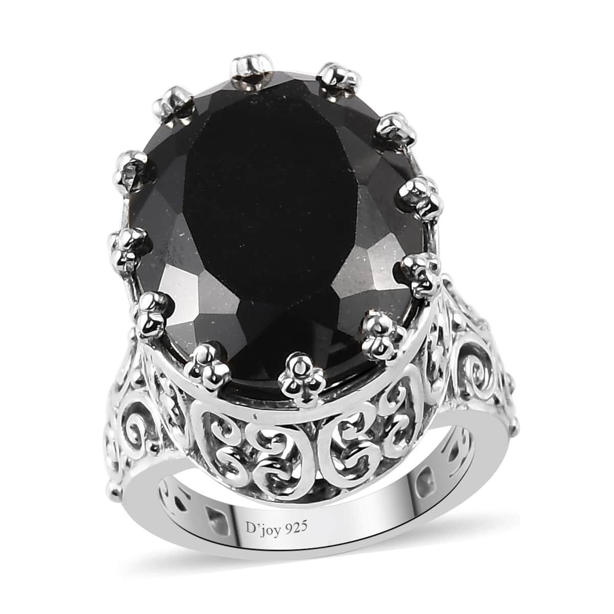 Australian Black Tourmaline Solitaire Ring in Platinum Over Sterling Silver 7.80 Grams 20.50 ctw image number 0