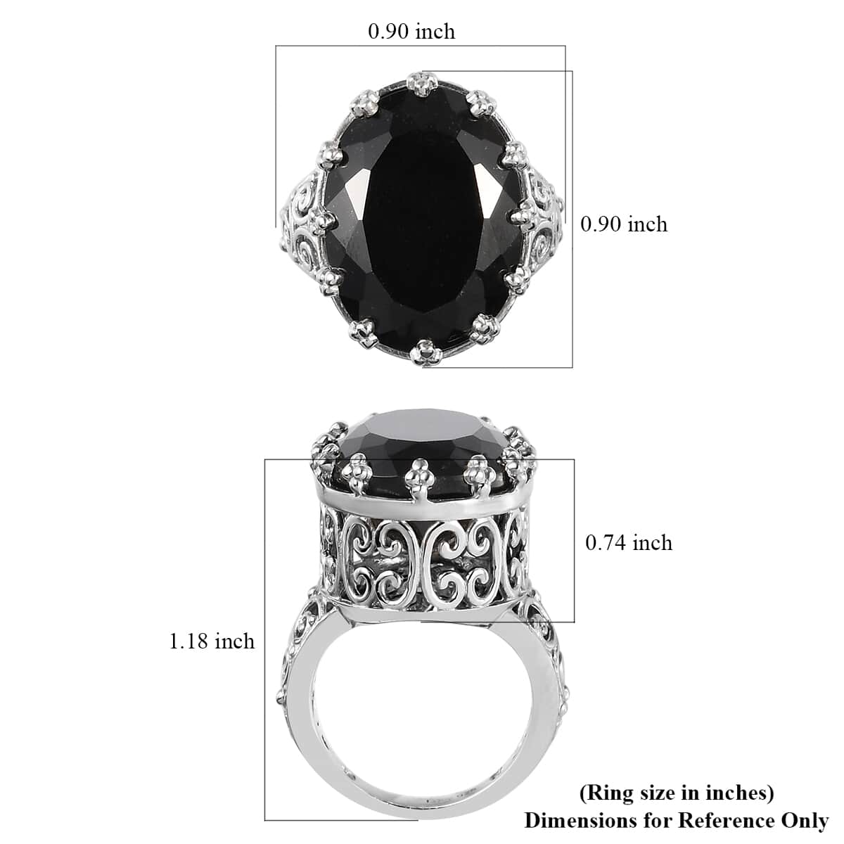 Australian Black Tourmaline Solitaire Ring in Platinum Over Sterling Silver 7.80 Grams 20.50 ctw image number 4