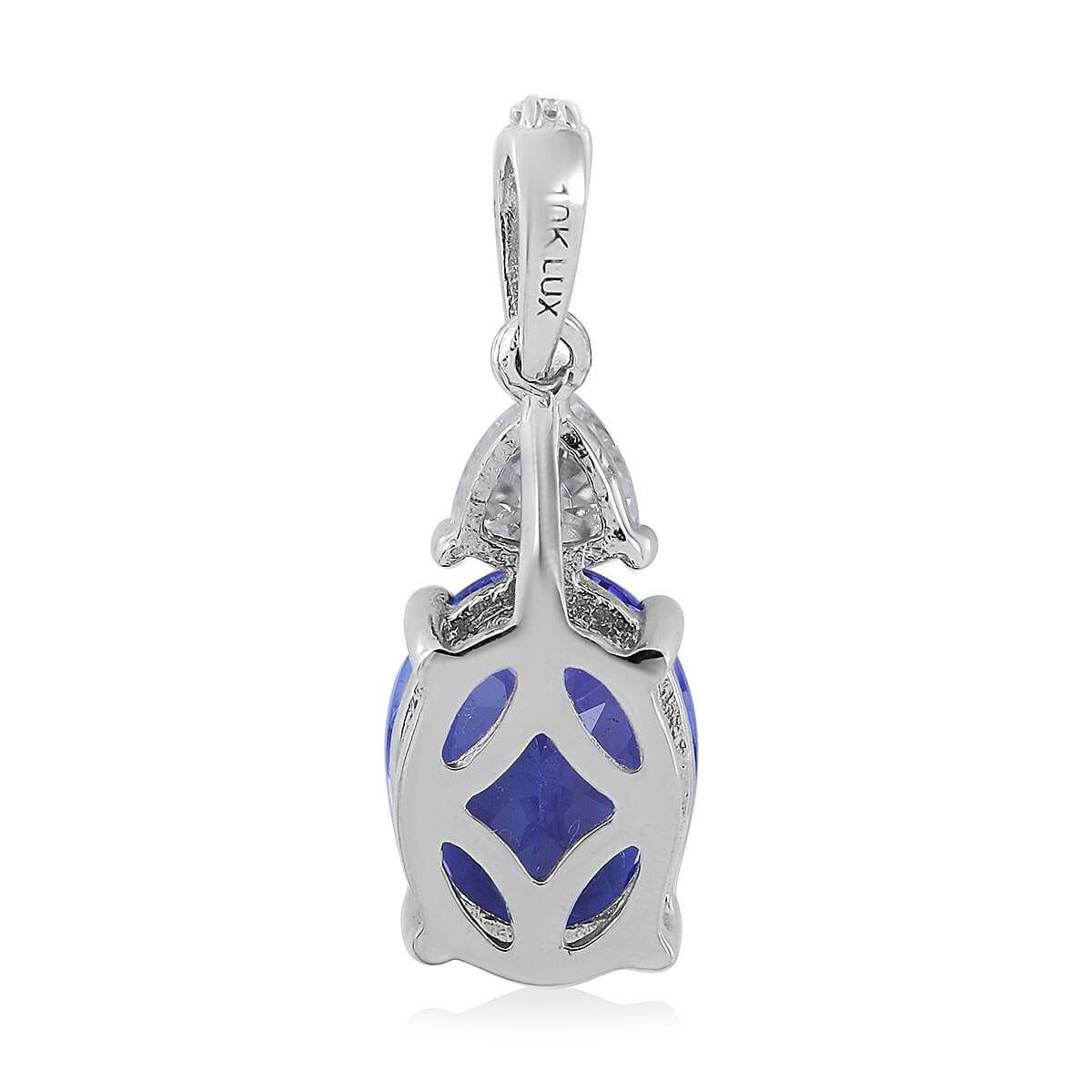 Luxoro 10K White Gold Premium Tanzanite and Moissanite Pendant 2.30 ctw image number 3