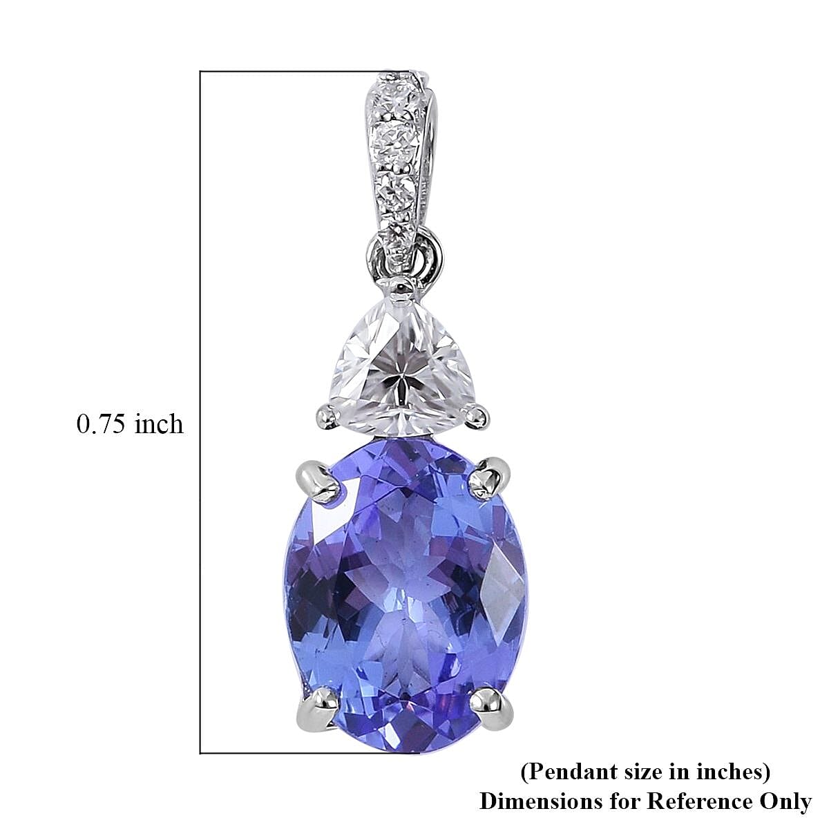Luxoro 10K White Gold Premium Tanzanite and Moissanite Pendant 2.30 ctw image number 4