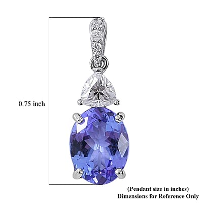 Luxoro 10K White Gold Premium Tanzanite and Moissanite Pendant 2.30 ctw