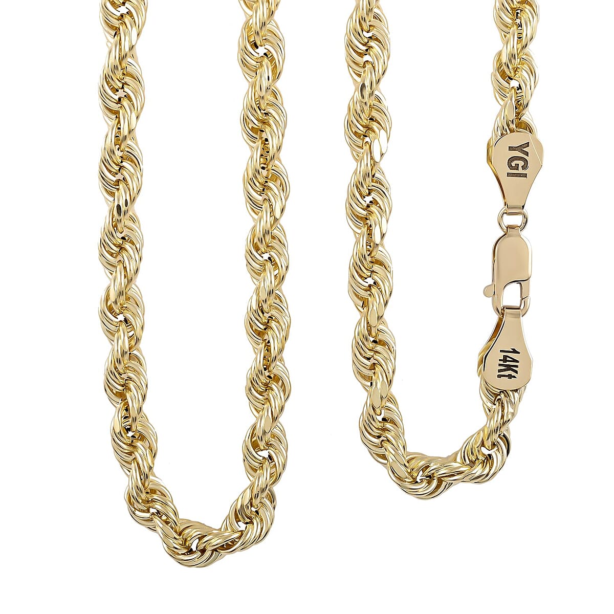 14K Yellow Gold 8mm Diamond-Cut Rope Chain Necklace 24 Inches 28.35 Grams image number 0