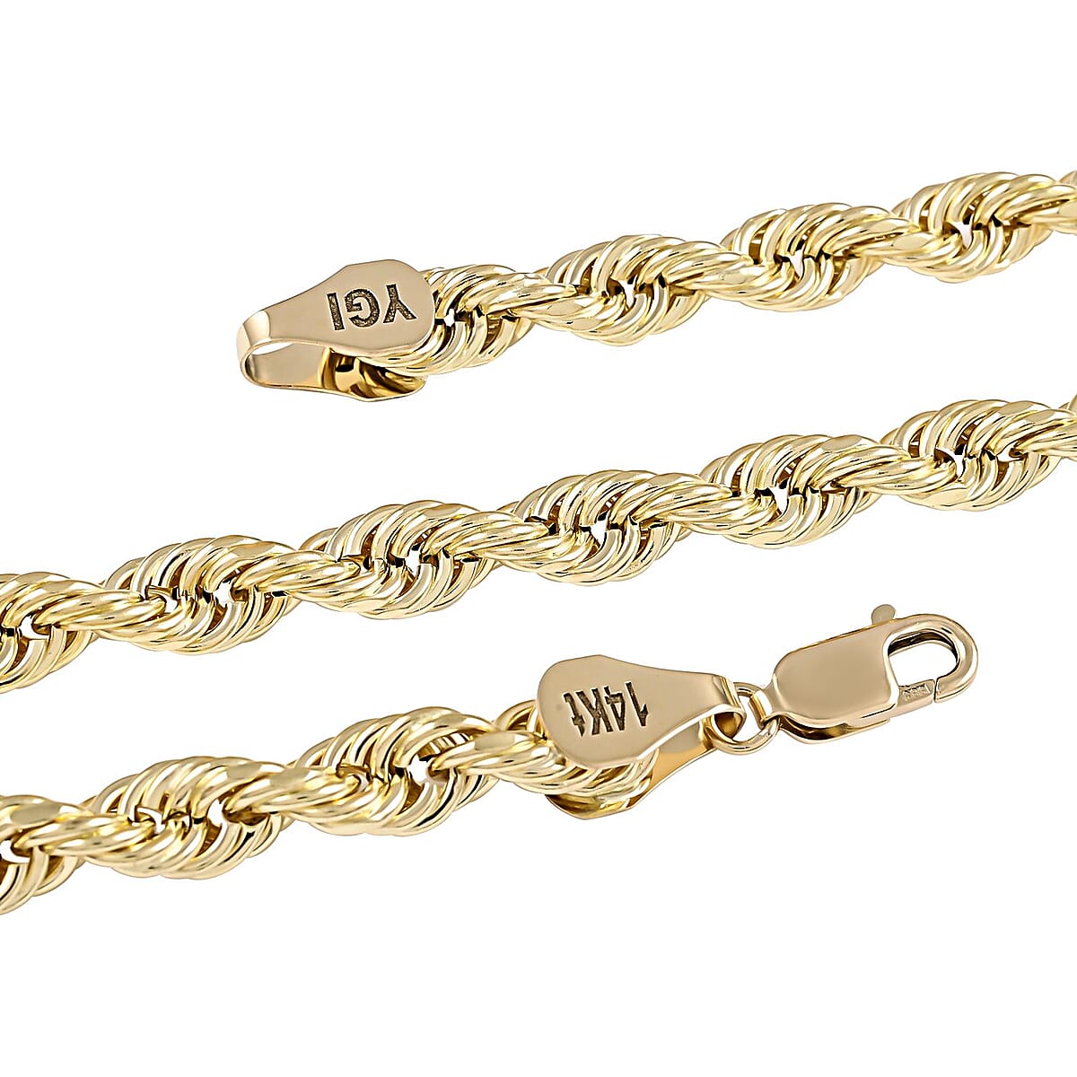 14K Yellow Gold 8mm Diamond-Cut Rope Chain Necklace 24 Inches 28.35 Grams image number 2