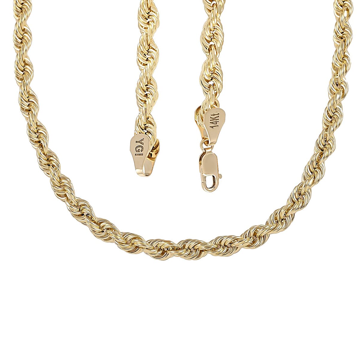 14K Yellow Gold 8mm Diamond-Cut Rope Chain Necklace 24 Inches 28.35 Grams image number 4